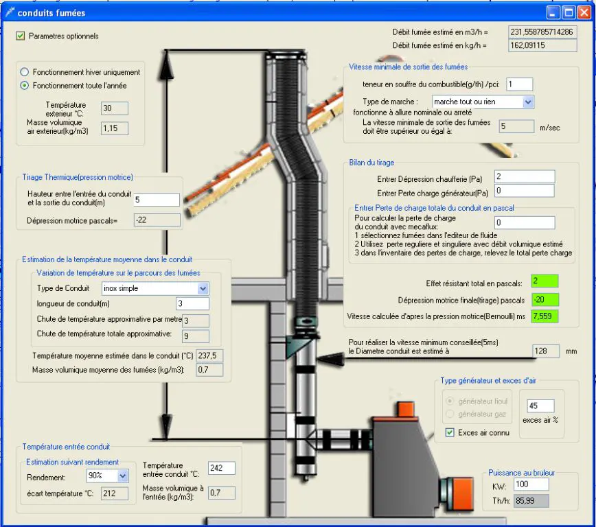 dimensionner conduit fumée